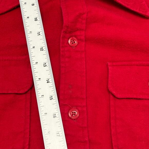 Vintage 70s Wrangler Solid Red Mens L Cowboy Western Horse Tag Flannel Shirt USA - Picture 4 of 9